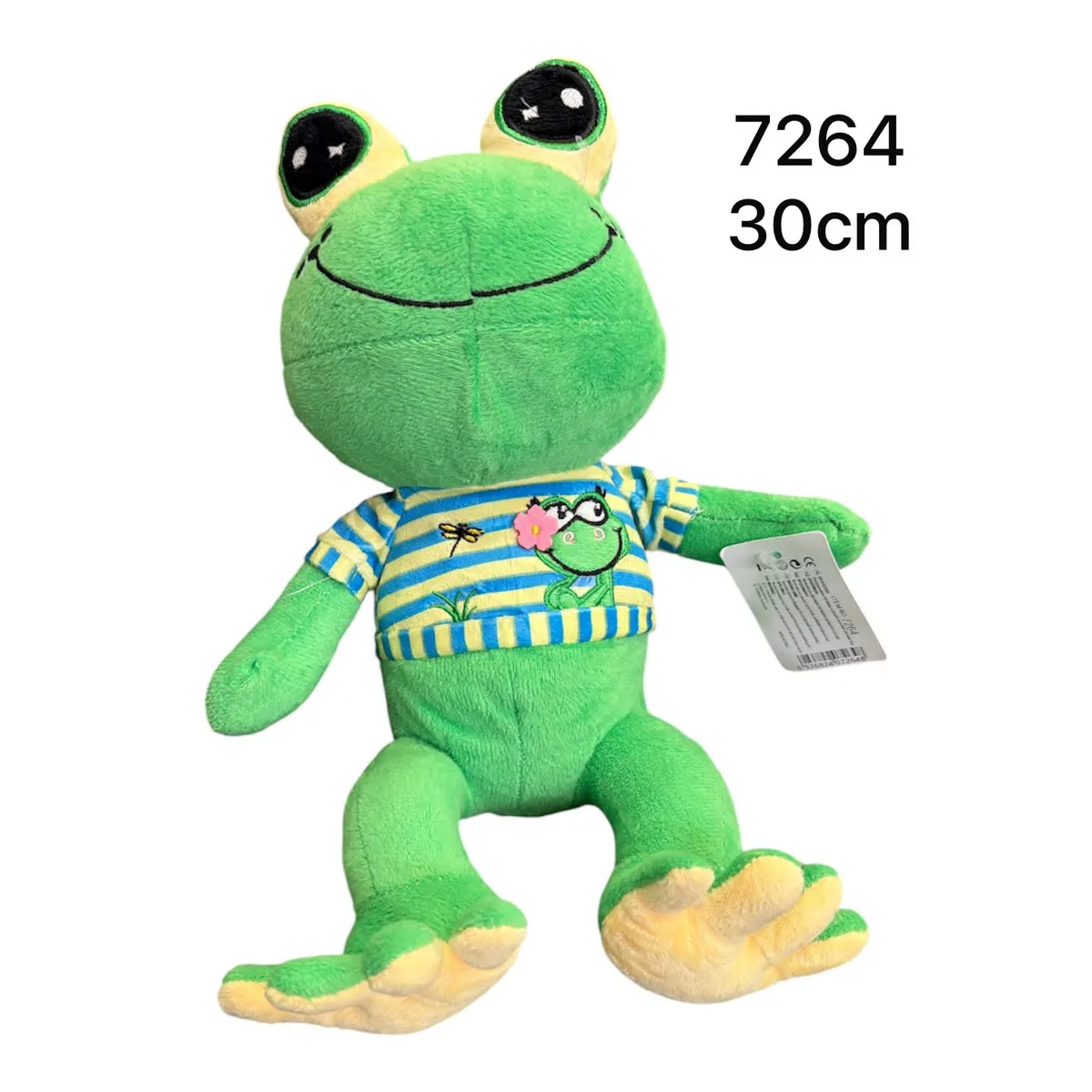 Maskotka żaba zielona 30 cm w paskowaną koszulkę WK10726-26