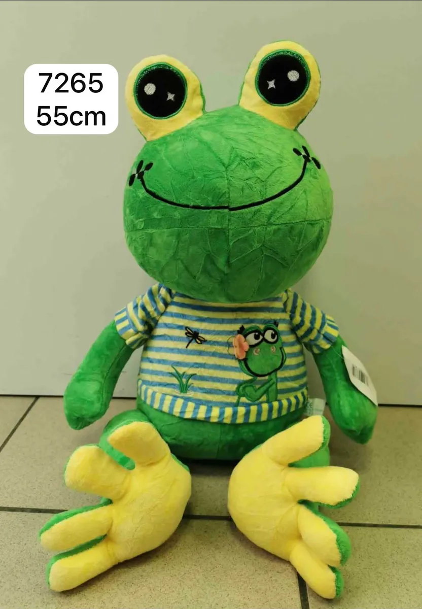 Maskotka żaba zielono-żółta 55 cm w paski WK10726-27
