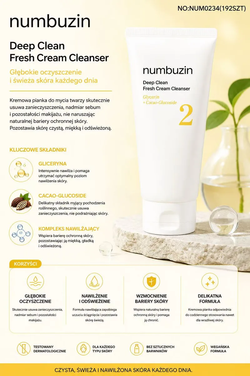 numbuzin Deep Clean Fresh Cream Cleanser kremowa pianka do mycia twarzy