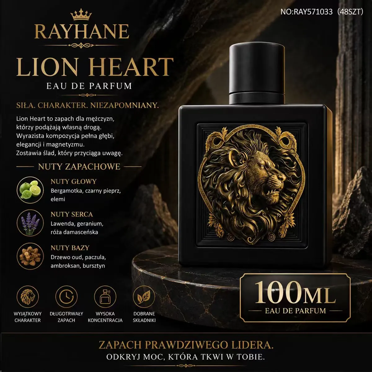 Rayhane Lion Heart męski zapach 100ml Eau de Parfum