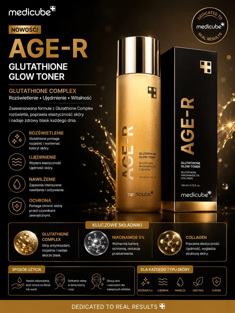 Medicube AGE-R Glutathione Glow Toner 140 ml rozświetlający