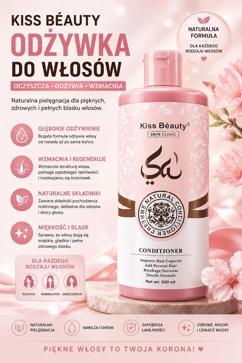 Kiss Beauty Odżywka do włosów 500 ml naturalna pielęgnacja