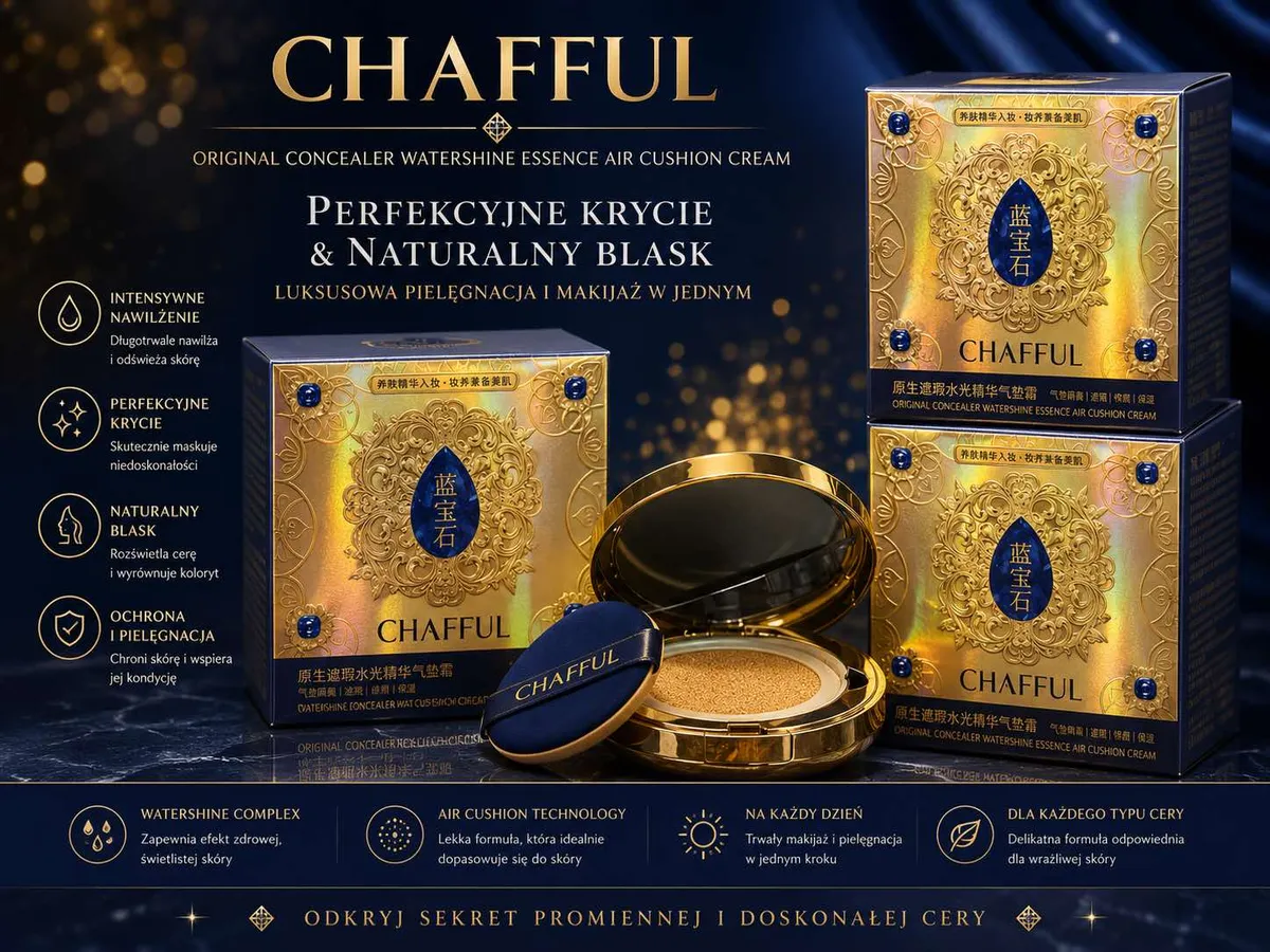 Chafful krem cushion z naturalnym blaskiem i perfekcyjnym kryciem