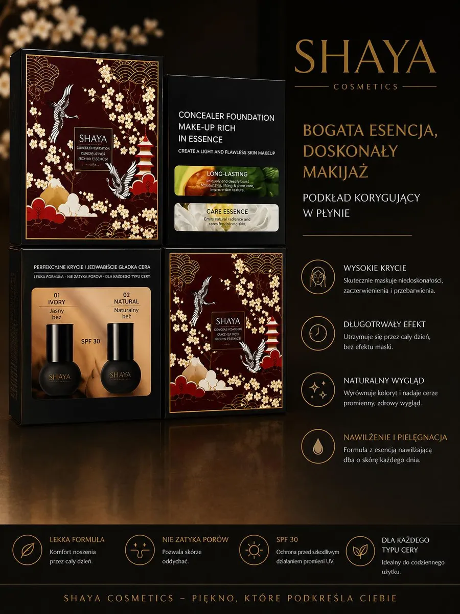 SHAYA Cosmetics podkład korygujący w płynie SPF 30 naturalny beż