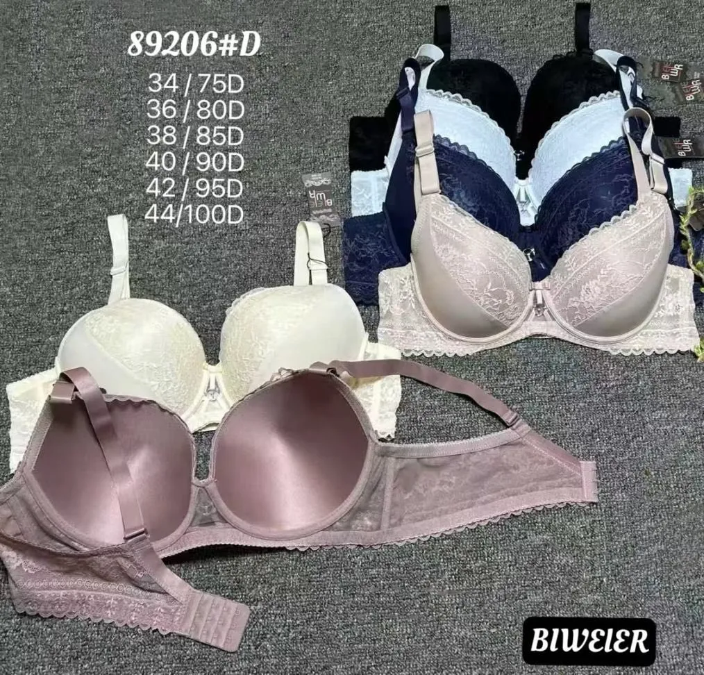 biustonosze damskie Biweler w kolorach kremowym, granatowym, czarnym, beżowym i brudny róż na szarym tle