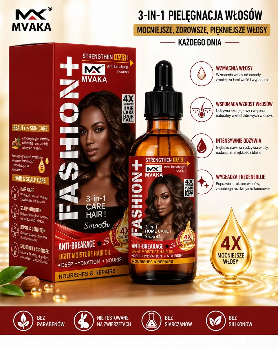 MVAKA Fashion+ Olejek do włosów 3-in-1 Light Moisture 50ml