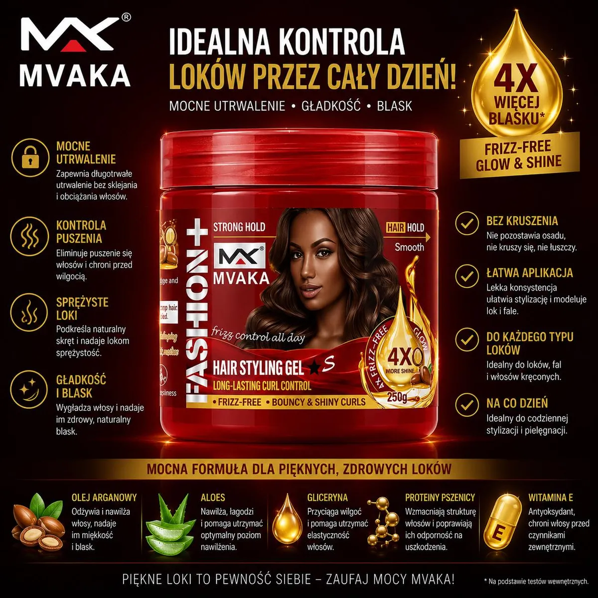 MVAKA Hair Styling Gel żel do stylizacji włosów kręconych 250g