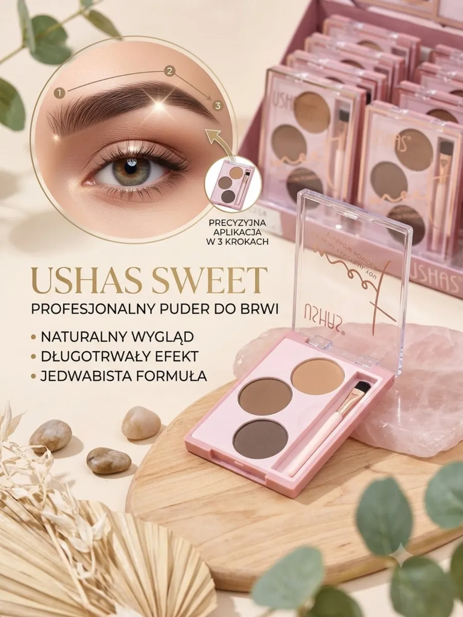 USHAS SWEET profesjonalny puder do brwi naturalny efekt