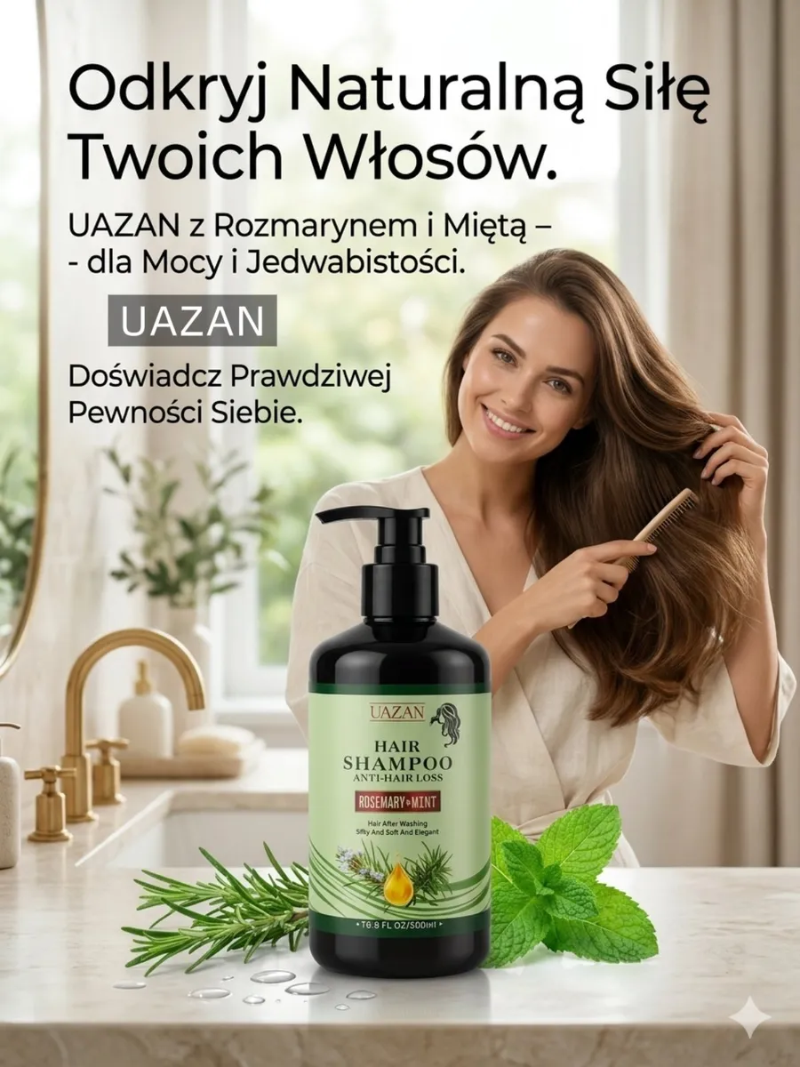 UAZAN Szampon do włosów z rozmarynem i miętą 500ml