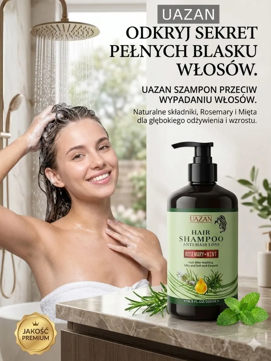 UAZAN Szampon przeciw wypadaniu włosów z rozmarynem i miętą 500ml