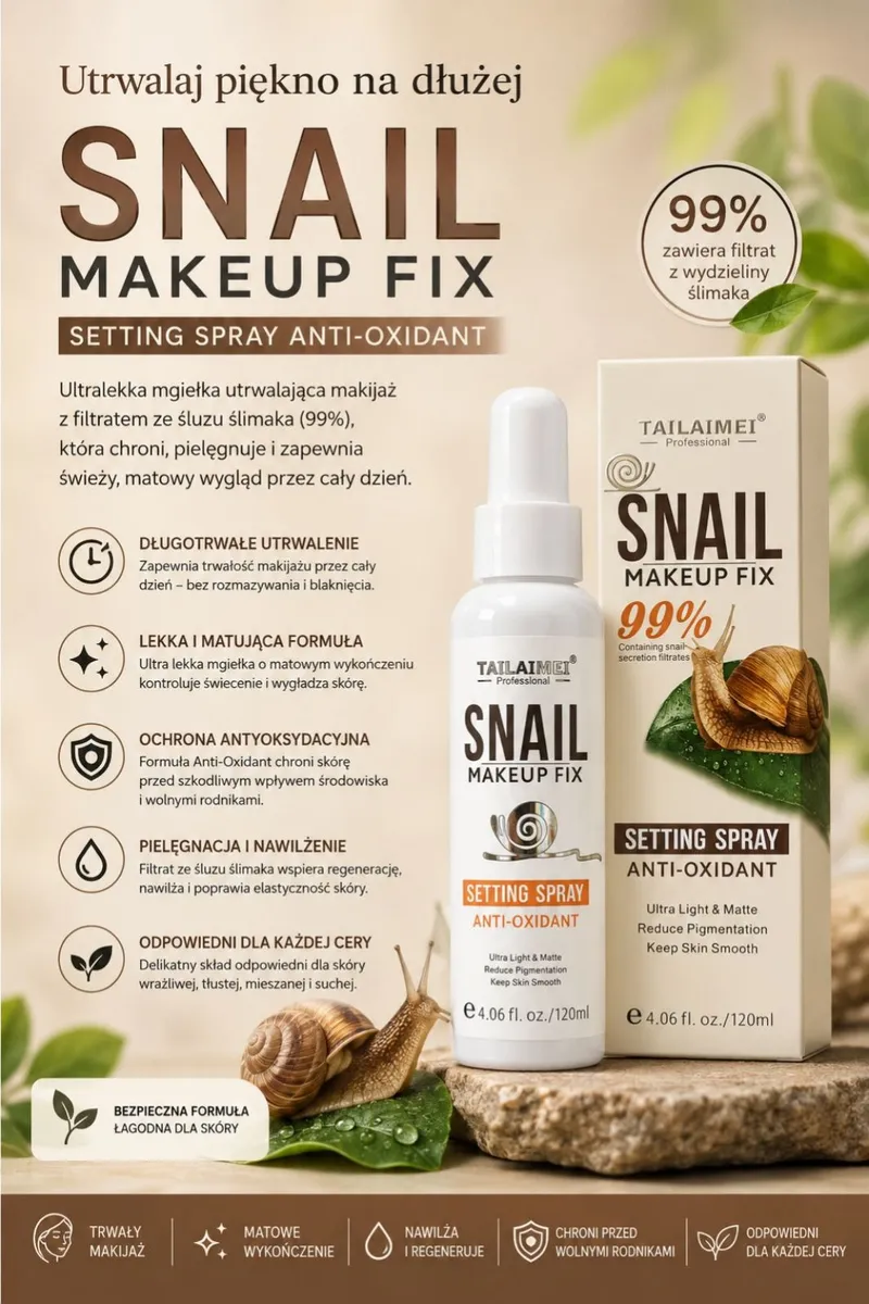 TAILAIMEI Snail Makeup Fix ultralekka mgiełka utrwalająca makijaż 120ml