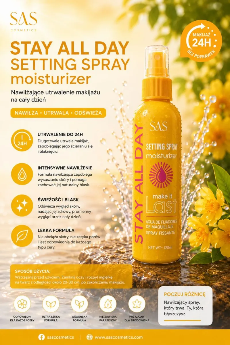 SAS Stay All Day Setting Spray Nawilżający utrwalacz makijażu 120ml