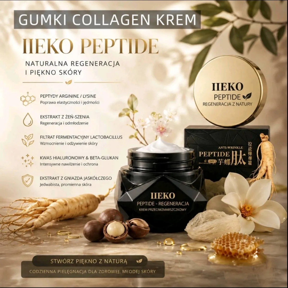 IIEKO PEPTIDE krem przeciwzmarszczkowy z peptydami i ekstraktami naturalnymi