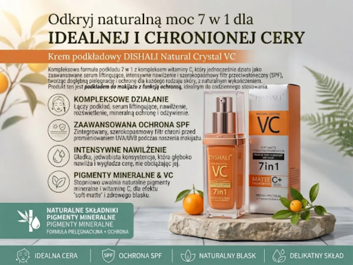 Krem podkładowy DISHALI Natural Crystal VC 7w1 z ochroną SPF