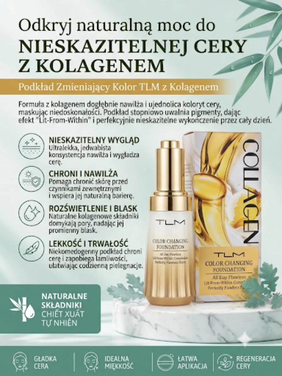 Podkład Zmieniający Kolor TLM z Kolagenem naturalny efekt