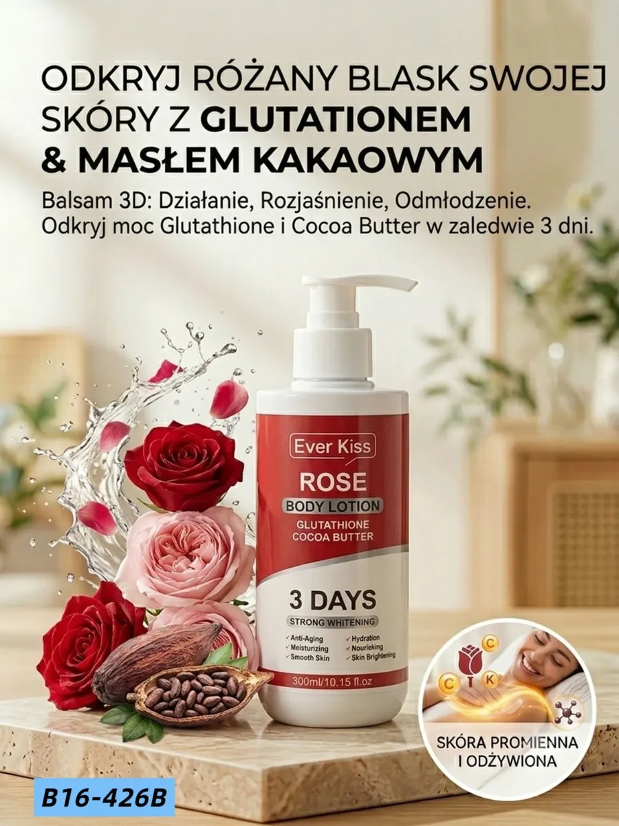 Ever Kiss Rose balsam do ciała z glutationem i masłem kakaowym 300ml