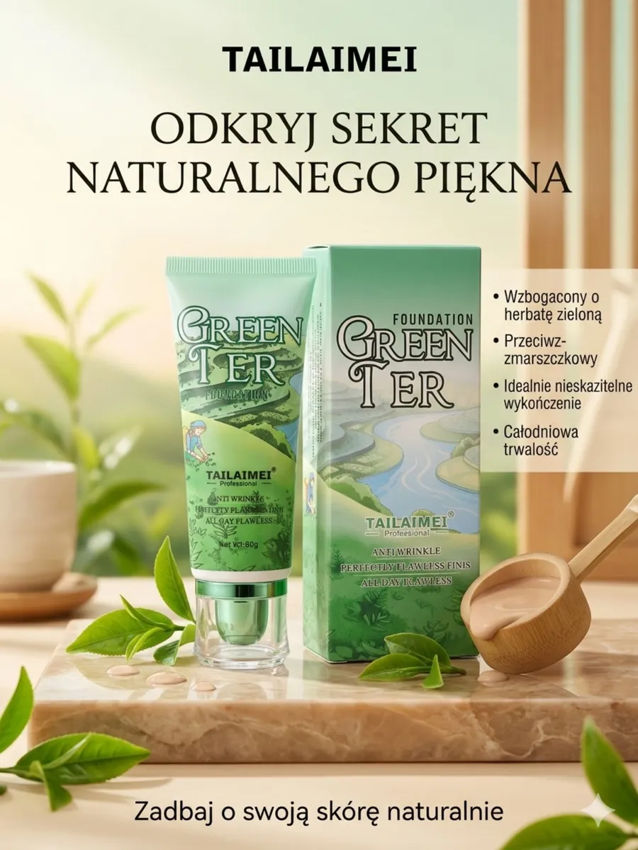 TAILAIMEI Green Tea Podkład Przeciwzmarszczkowy 80g Naturalny