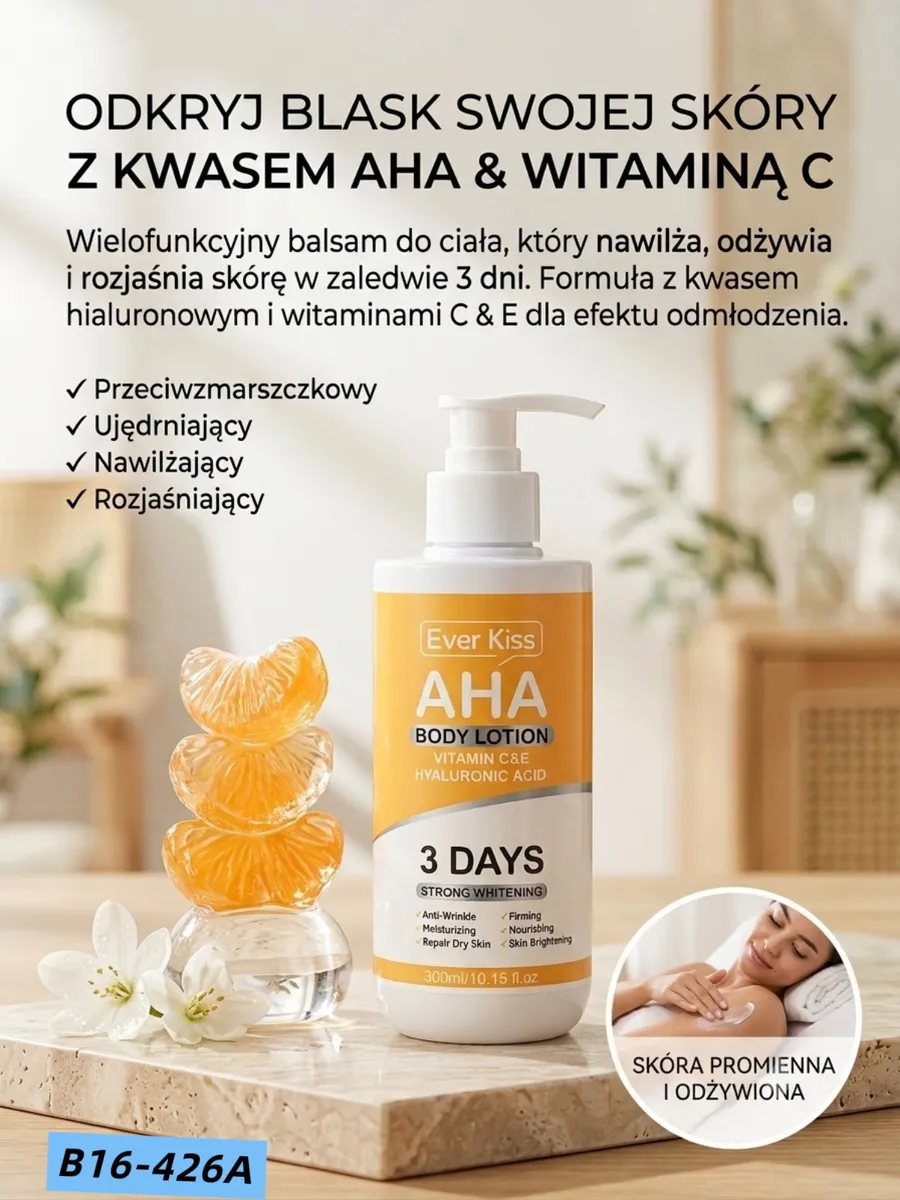 Ever Kiss AHA balsam do ciała 300ml nawilżający i rozjaśniający