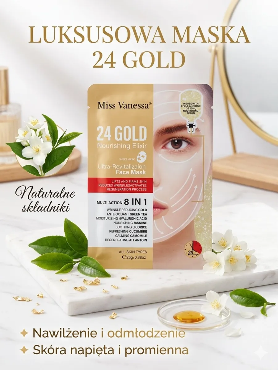 Miss Vanessa Luksusowa Maska 24 Gold Nawilżająca i Odmładzająca