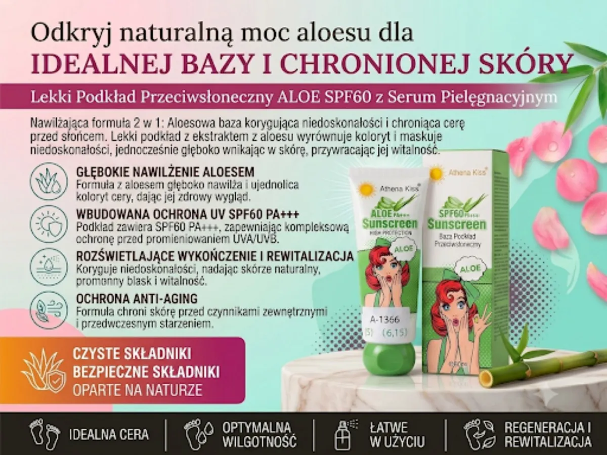 Lekki Podkład Przeciwsłoneczny Aloe SPF60 z Serum Pielęgnacyjnym
