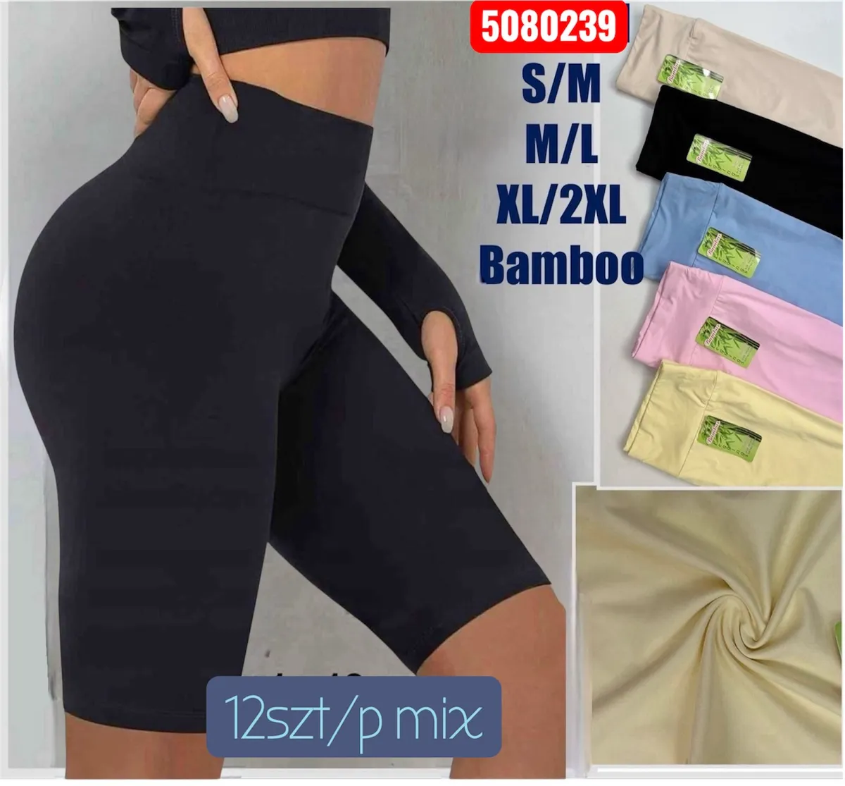 Legginsy Bamboo krótkie damskie S-2XL mix kolorów