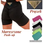 Czarne prążkowane spodenki marszczone push-up damskie
