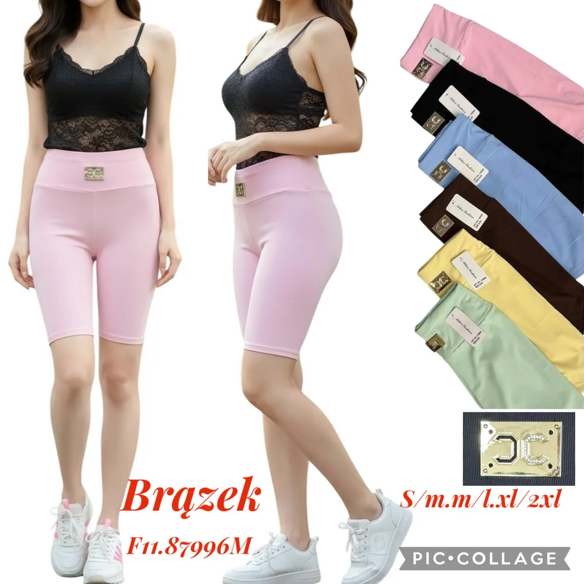 Legginsy damskie krótkie pastelowe kolory z wysokim stanem