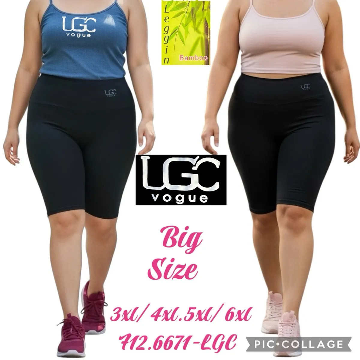 Legginsy damskie LGC Vogue czarne Big Size 3XL-6XL