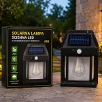 Solarny Czarny Lampa Ścienna LED z Czujnikiem Ruchu i Zmierzchu