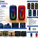 Głośnik Bluetooth LED RGB BS-27 niebieski i czerwony z paskiem
