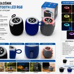 Mini głośnik bezprzewodowy Bluetooth LED RGB czarny, niebieski, szary