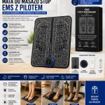 Mata do masażu stóp EMS z pilotem czarna z USB i 15 poziomami