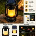 Solarny Czarny Lampa Kempingowa LED z Ciepłym Światłem