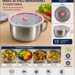 Miska ze stali nierdzewnej z pokrywką 2L z uchwytem srebrna