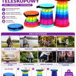 Kolorowy składany stołek teleskopowy regulowany 6-45 cm