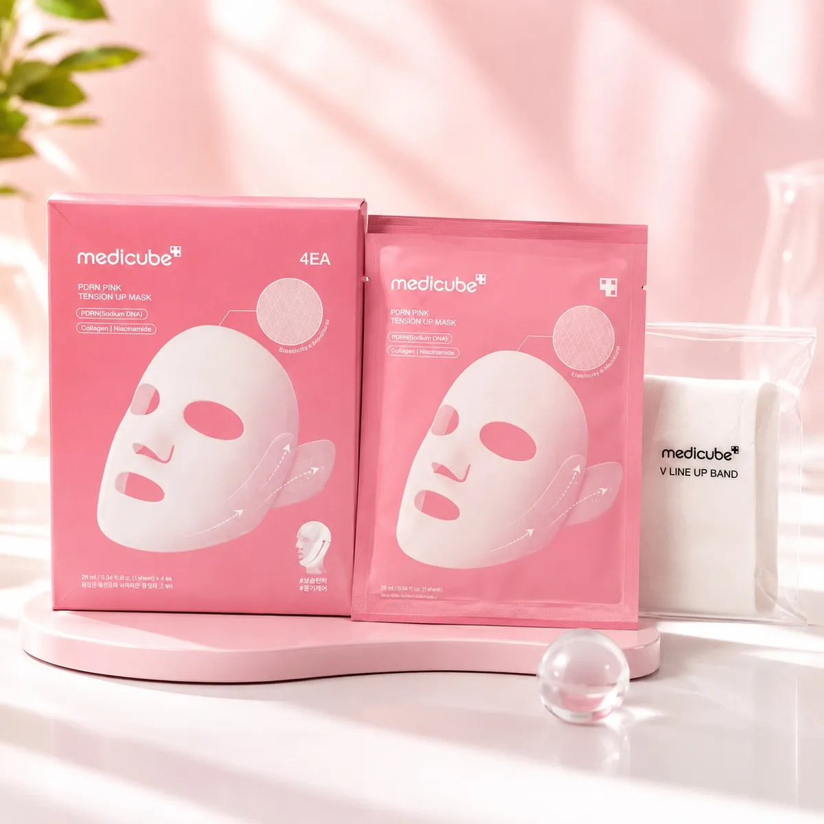 Medicube PDRN Pink Tension Up Mask różowa maska liftingująca 4 sztuki
