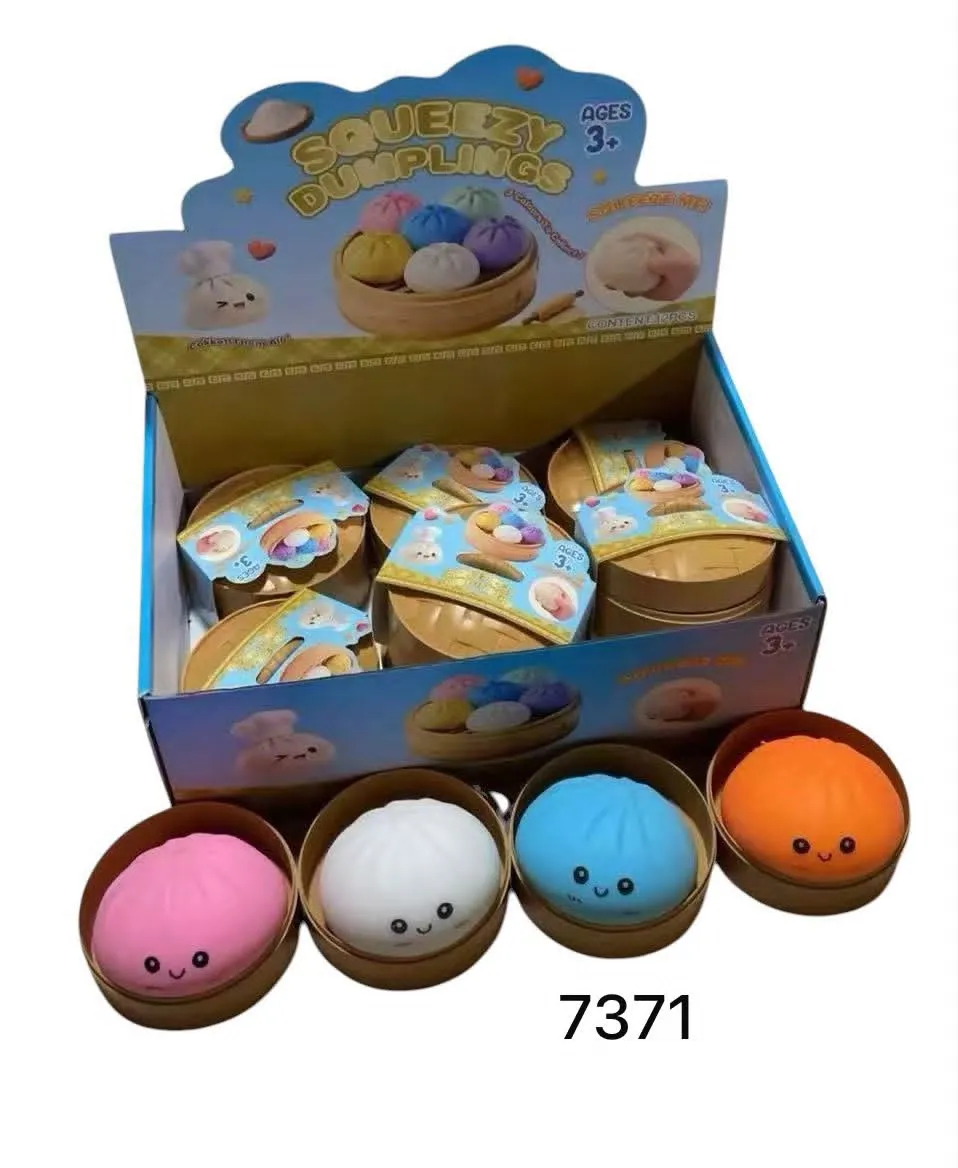 Kolorowe miękkie dumplingsy antystresowe w opakowaniu bambusowym, 4 sztuki różowy, biały, niebieski, pomarańczowy
