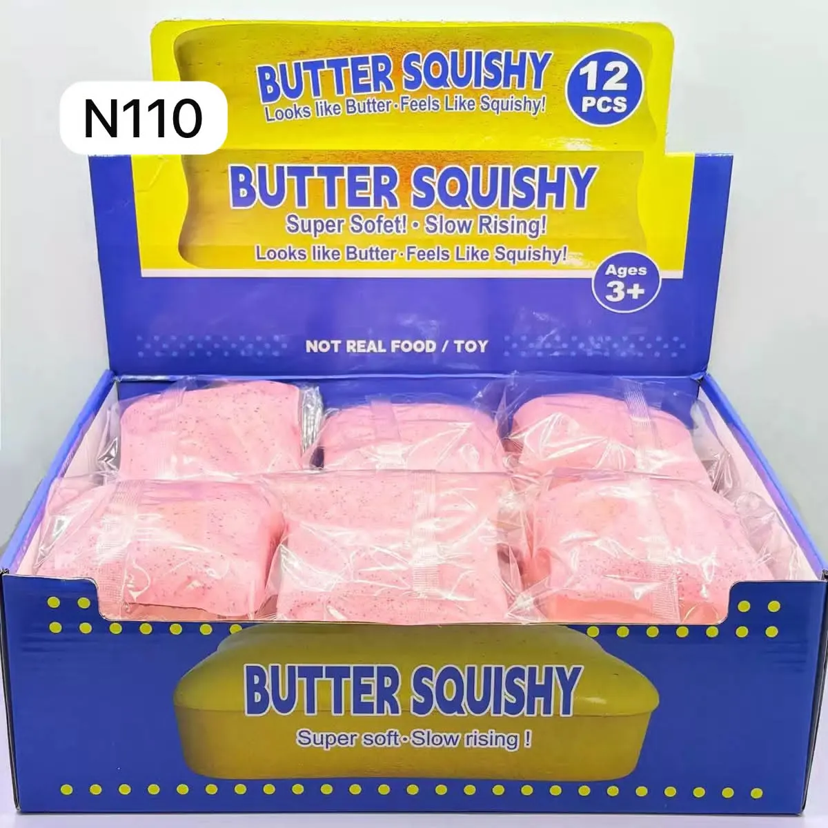 Różowe squishy przypominające masło w opakowaniu zbiorczym 12 sztuk