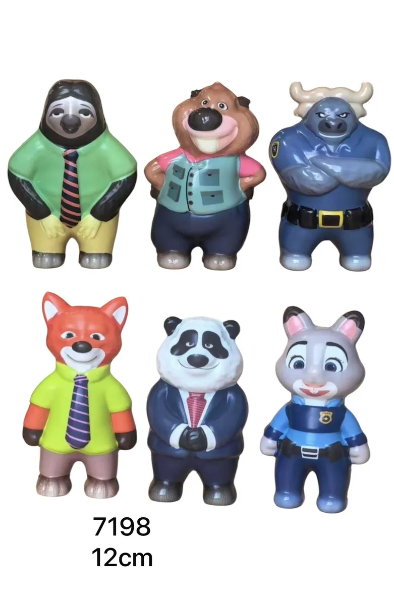 Figurki Zwierząt 12 cm Zestaw 6 sztuk Kolorowe Postacie
