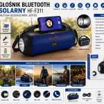 Głośnik Bluetooth HF-F311 solarny granatowy z latarką LED i radiem FM