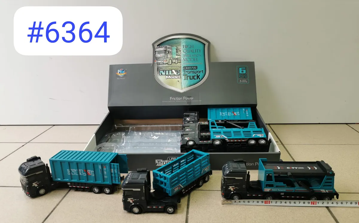 Zestaw 6 modeli ciężarówek Urban Transport Truck niebiesko-czarny