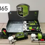 Model ciężarówki Sanitation Truck biało-zielony zestaw 6 sztuk