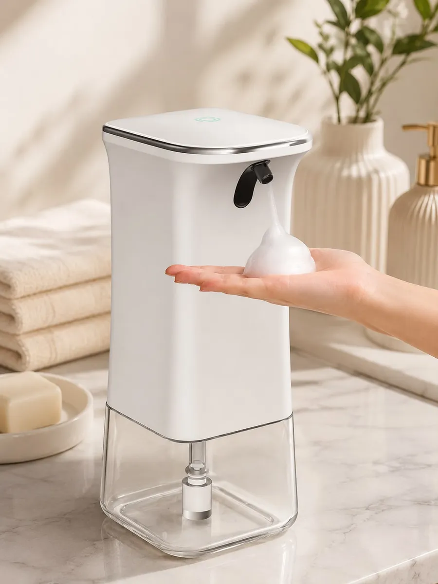 Automatyczny dozownik mydła w piance 280 ml biały z przezroczystym zbiornikiem