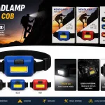 Latarka czołowa 10W COB LED na 3 baterie AAA kolor niebieski