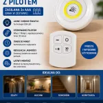 Lampka LED COB z pilotem biała z regulacją jasności i timerem