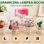Ceramiczna lampka nocna dekoracyjna mix wzorów z włącznikiem