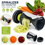 Spiralizer do warzyw i owoców czarno-srebrny, łatwy w czyszczeniu