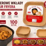 Papierowe wkłady do Air Fryera 200x200x45 mm, 100 sztuk, brązowe