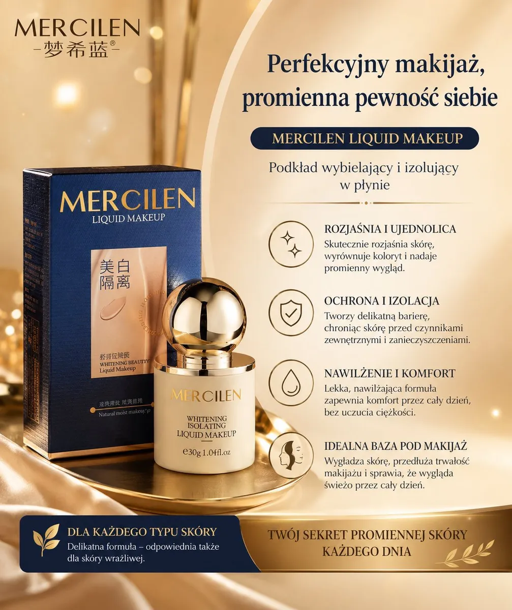 Mercilen Podkład w Płynie 30g Naturalny Odcień Nawilżający