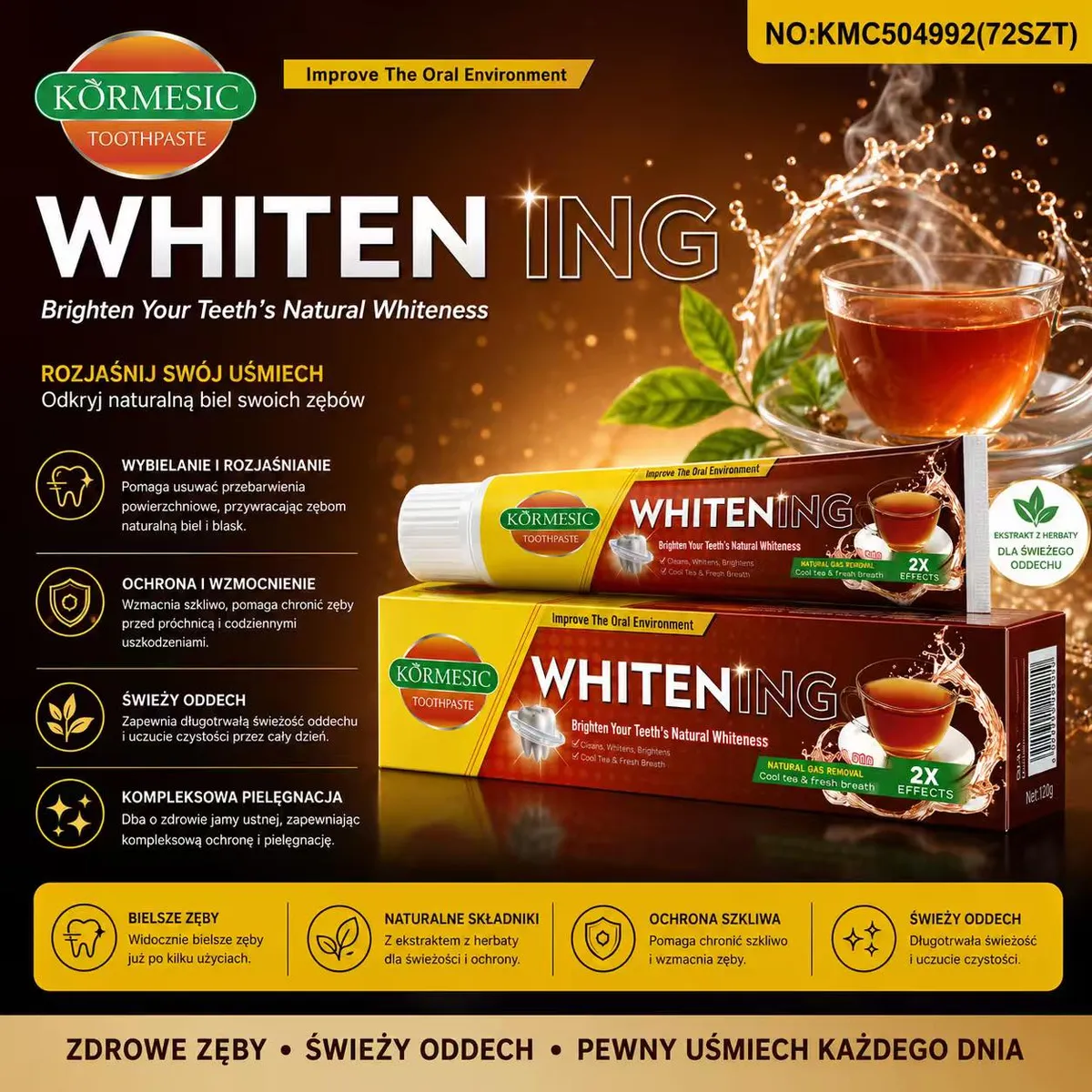 Körmesic Whitening pasta do zębów z ekstraktem z herbaty 120g